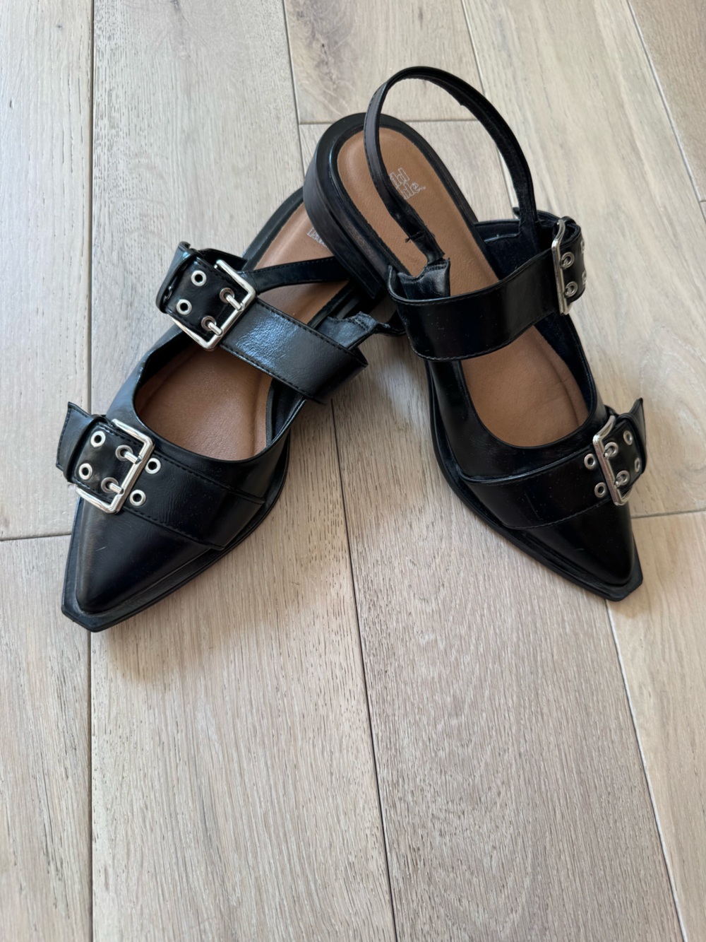 wild fable Black Pointed Buckle Slingback Flats